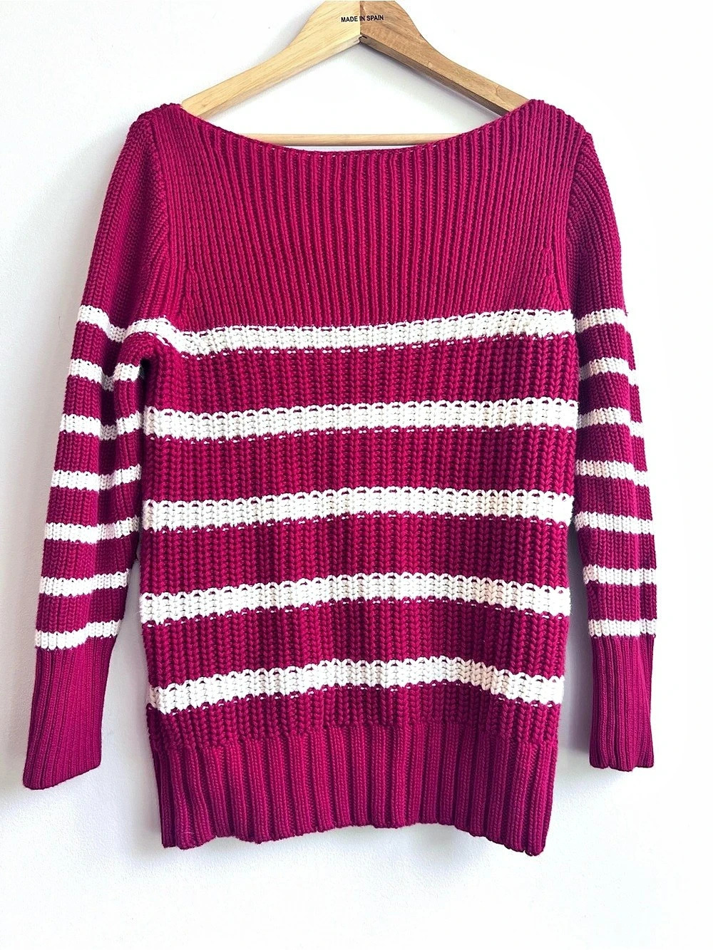 J.Crew Striped 100% Cotton Y2K Coastal Boatneck Sweater in Red & White